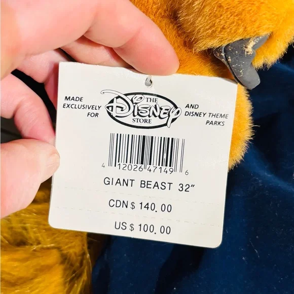 Disney Store 32” Giant Beast Plush Beauty & the Beast Large w/ Tag - Picture 7 of 12